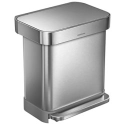 simplehuman Liner Pocket Pedal Bin, Brushed Steel, 30L